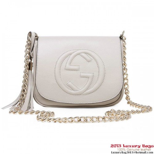 Gucci Soho 323190 lichtgrijze leren schoudertas met ketting