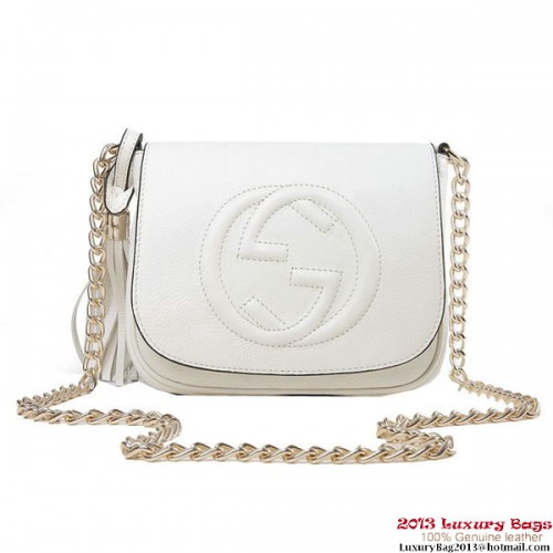 Gucci Soho 323190 witte leren schoudertas met ketting