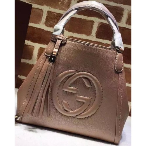 Gucci Soho schoudertassen van korrelig leer 336751 Nougat