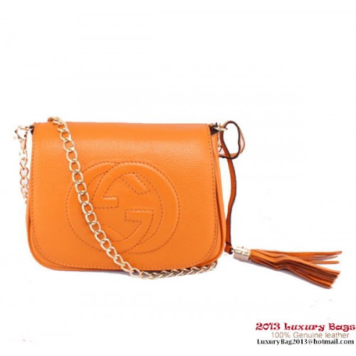 Gucci Soho lederen schoudertas met ketting 323190 Camel