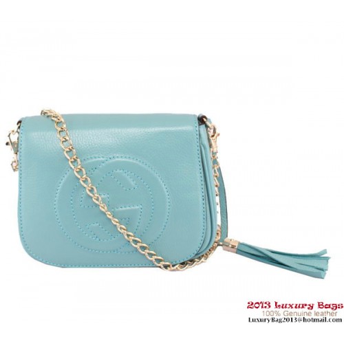 Gucci Soho lederen schoudertas met ketting 323190 Royal Blue