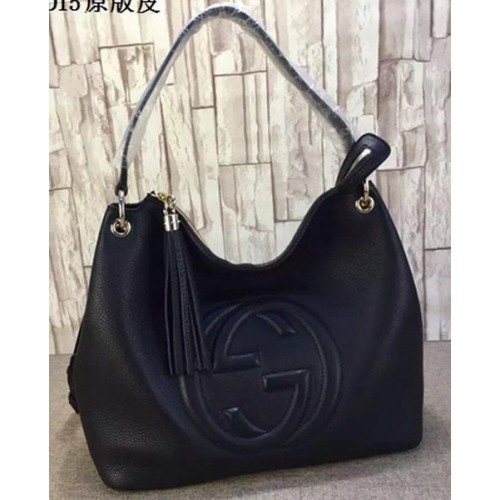 Gucci Soho leren hobo tas kalfsleer leer 408825 zwart