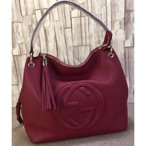 Gucci Soho Leren Hobo Bag Kalfsleer 408825 Bourgondië