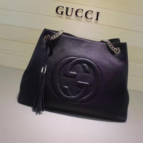 Gucci Soho medium draagtas kalfsleer 308982 zwart