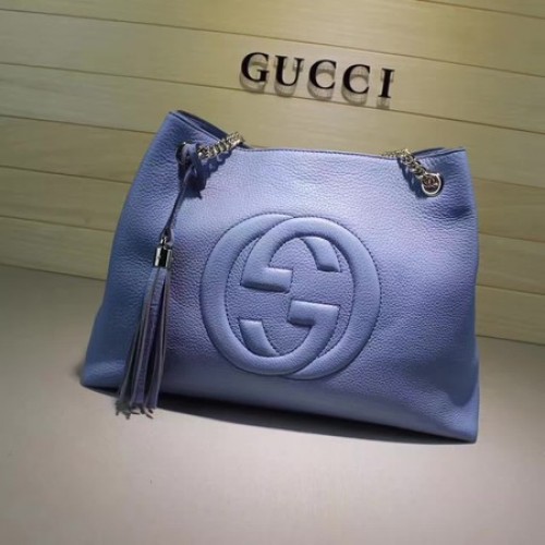 Gucci Soho medium draagtas kalfsleer 308982 blauw