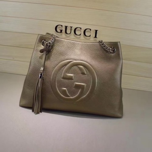 Gucci Soho medium draagtas kalfsleer 308982 brons