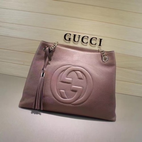 Gucci Soho medium draagtas kalfsleer 308982 roze