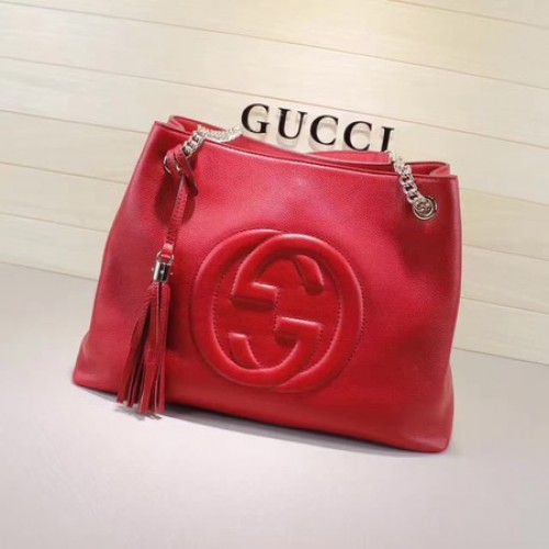Gucci Soho medium draagtas kalfsleer 308982 rood