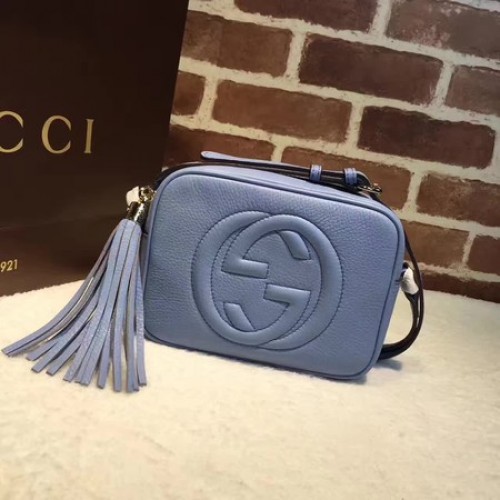 Gucci Soho metallic leren discotas 308364 blauw