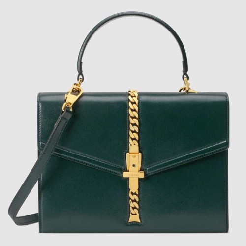 Gucci Sylvie 1969 kleine tas met handvat aan de bovenkant 602781 groen