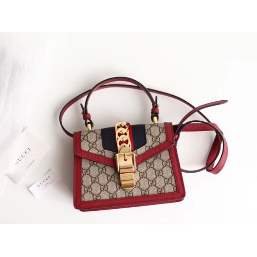 Gucci Sylvie GG Supreme canvas minitas 470270 rood