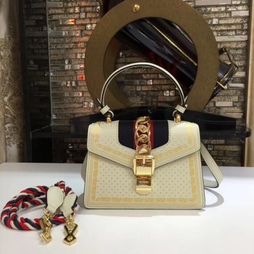 Gucci Sylvie leren minitas 470270 creme
