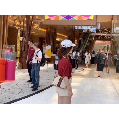 Gucci Vintage canvas schoudertas 499621 Camel