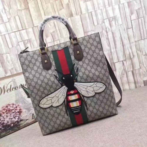 Gucci Web Animalier GG Supreme Tote met bij 437549 bruin