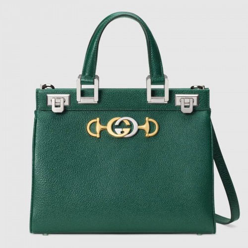 Gucci Zumi kleine handtas van generfd leer 569712 Donkergroen