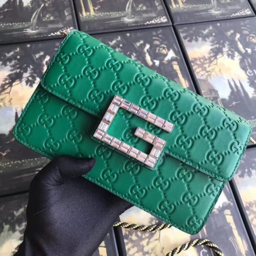 Gucci leren schoudertas met Square G 544242 groen