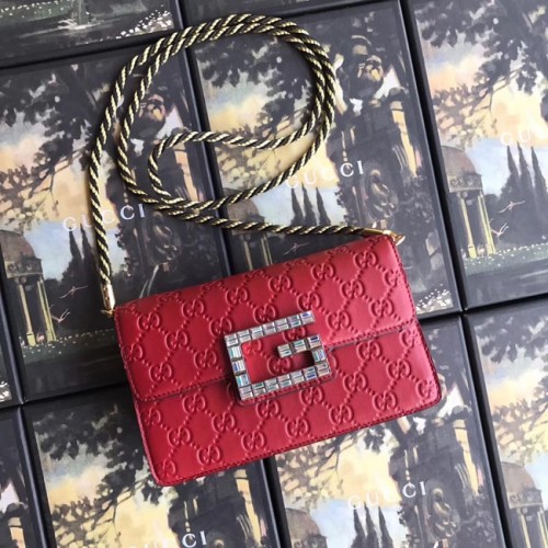 Gucci leren schoudertas met Square G 544242 rood