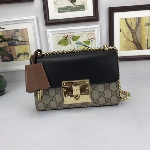 Gucci hangslot GG Supreme schoudertassen 409487 zwart