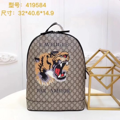 Gucci Angry Cat Print GG Supreme Rugzak 419584 Bruin