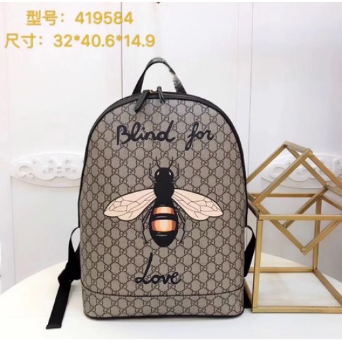 Gucci Bee Print GG Supreme rugzak 419584 bruin