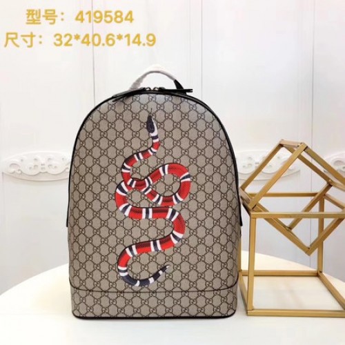 Gucci Kingsnake Print GG Supreme rugzak 419584 bruin