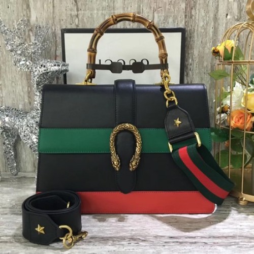 Gucci Dionysus lederen tas met handgreep 421999 Zwart & Groen & Rood
