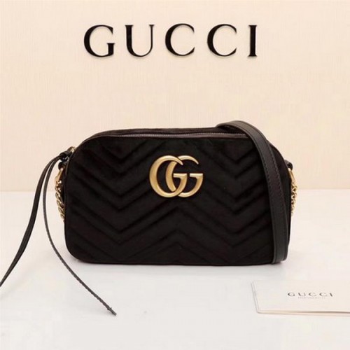 Gucci GG Marmont Matelasse fluwelen schoudertas 447632 zwart