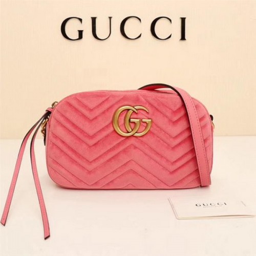 Gucci GG Marmont Matelasse fluwelen schoudertas 447632 roze
