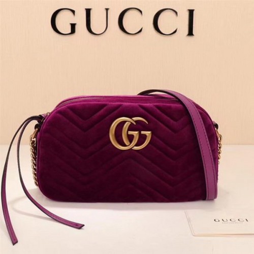 Gucci GG Marmont Matelasse fluwelen schoudertas 447632 paars