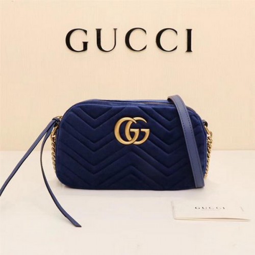 Gucci GG Marmont Matelasse fluwelen schoudertas 447632 Royal
