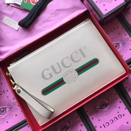 Gucci GG Marmont kalfsleren clutch 466489 gebroken wit