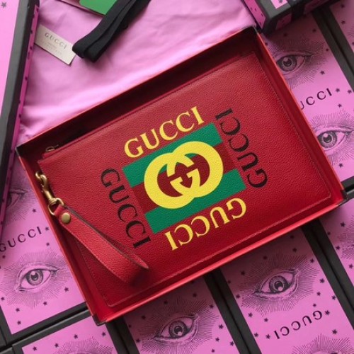 Gucci GG Marmont kalfsleren clutch 466489 rood