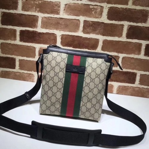 Gucci Web GG Supreme platte koerierstas 471454 abrikoos