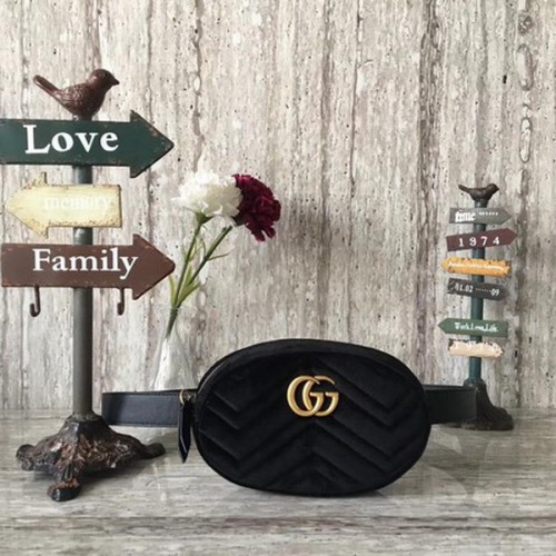 Gucci GG Marmont fluwelen heuptas 476434 zwart