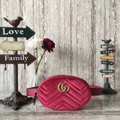 Gucci GG Marmont fluwelen heuptas 476434 roze