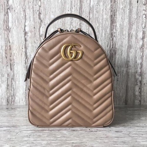 Gucci GG Marmont gewatteerde leren rugzak 476671 abrikoos