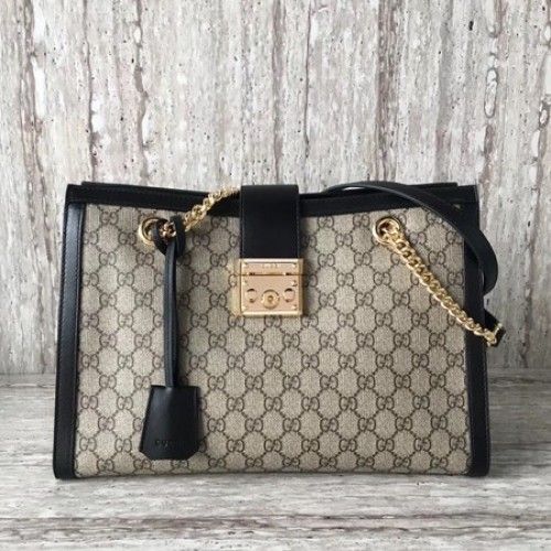 Gucci hangslot medium GG schoudertas 479197 zwart