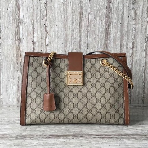 Gucci hangslot medium GG schoudertas 479197 bruin