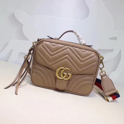 Gucci GG Marmont kleine schoudertas 498100 abrikoos
