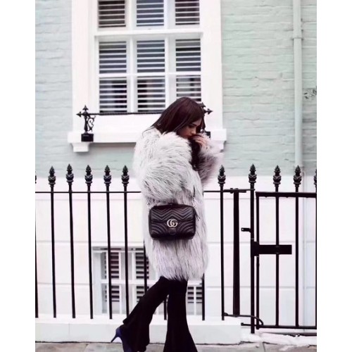 Gucci GG Marmont kleine schoudertas 498100 zwart