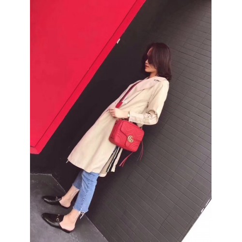 Gucci GG Marmont kleine schoudertas 498100 rood