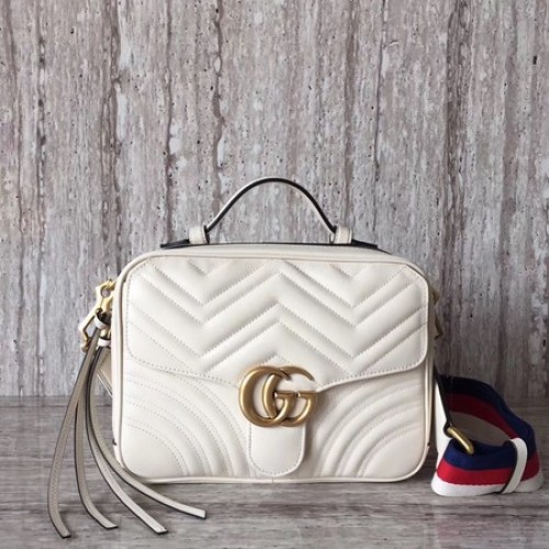 Gucci GG Marmont kleine schoudertas 498100 wit