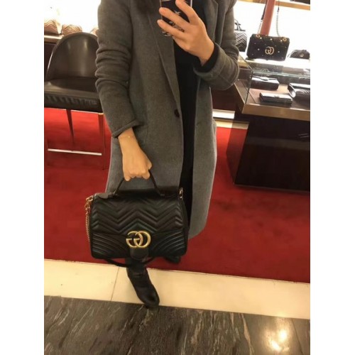 Gucci GG Marmont kleine tas met handvat 498110 zwart