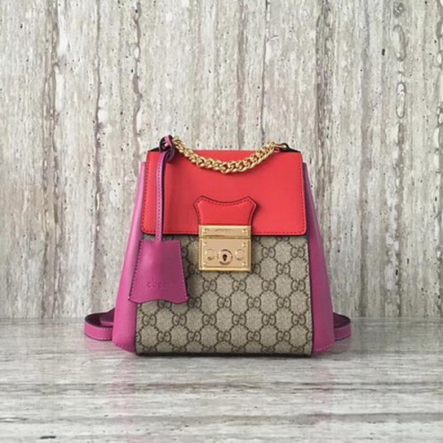 Gucci hangslot GG Supreme rugzak 498194 rood