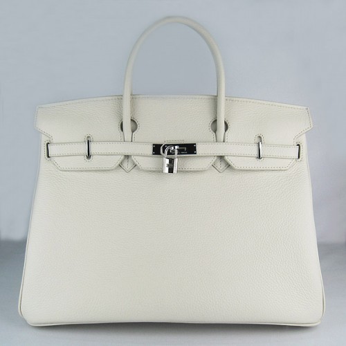 Hermes Birkin 40CM Togo Tas Beige 6099 Zilver