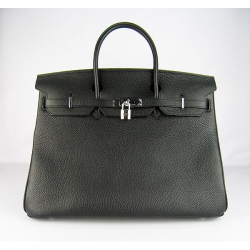 Hermes Birkin 40CM Togo tas zwart 6099 zilver