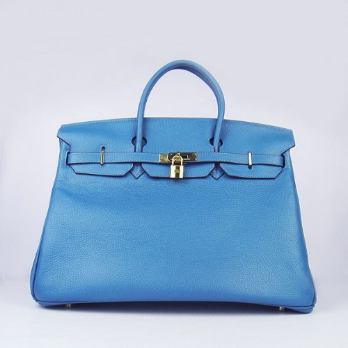 Hermes Birkin 6099 40CM Togo tas blauw goud hangslot