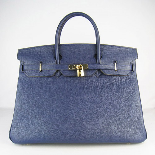 Hermes Birkin 40CM Togo tas donkerblauw 6099 goud