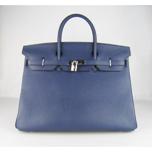 Hermes Birkin 40CM Togo tas donkerblauw 6099 zilver
