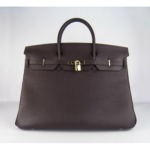 Hermes Birkin 40CM Togo tas donkere koffie 6099 goud